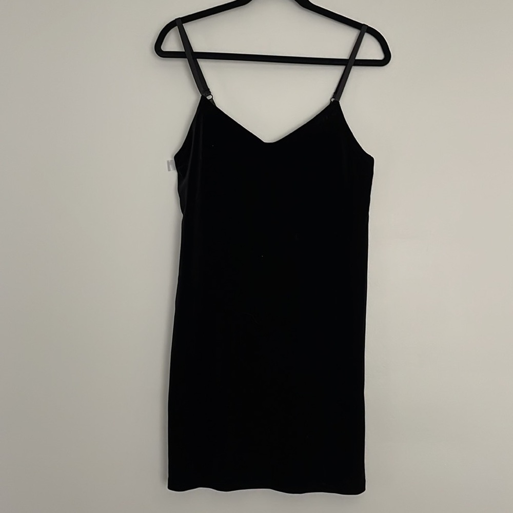 Aqua Velour Spaghetti Strap Black Mini Dress Sz S